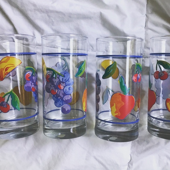 FRUIT GLASSES SET OF 4 - Picture 1 of 6